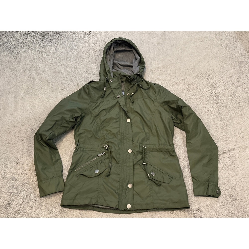Snobbish Collection Womens Olive Green Utility Anorak Jacket Hooded Size S